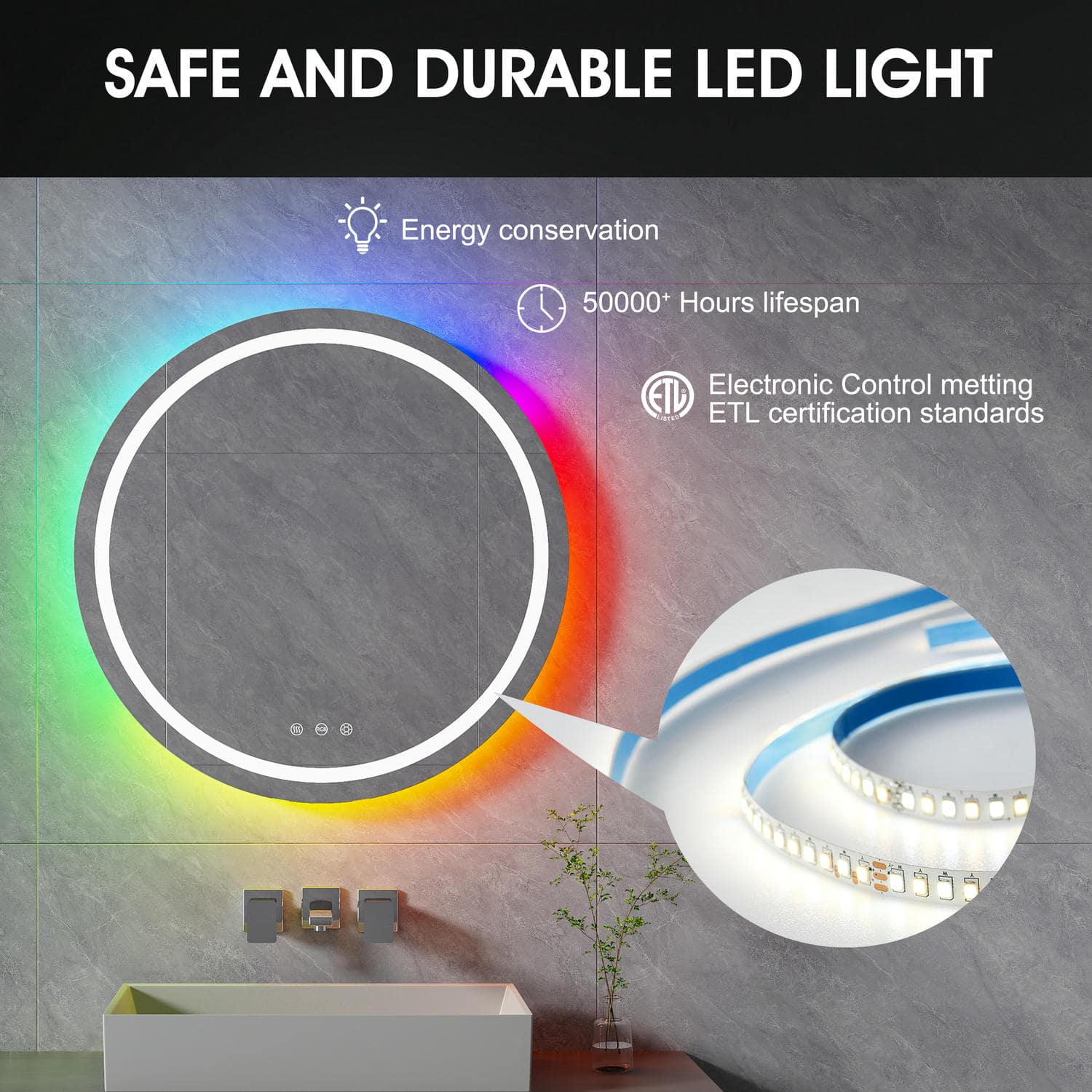 RGB LED Bathroom Mirror