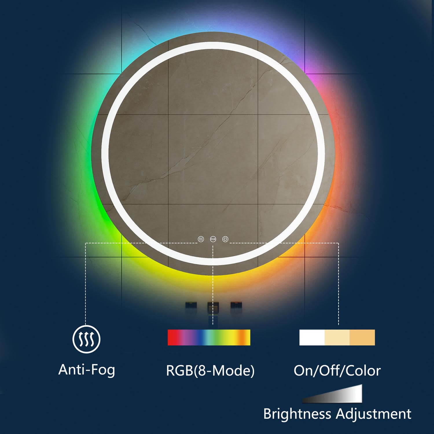 RGB LED Bathroom Mirror