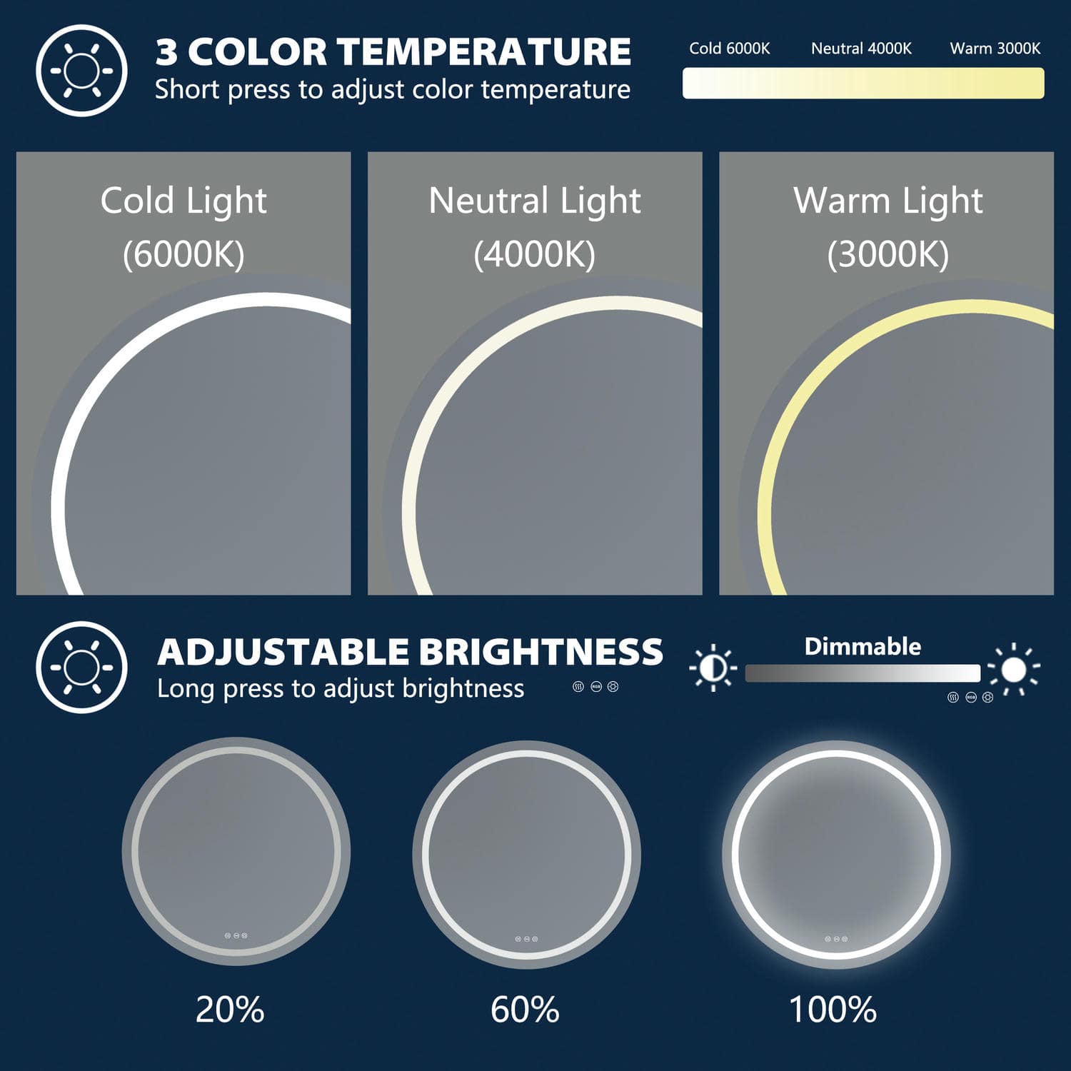 RGB LED Bathroom Mirror