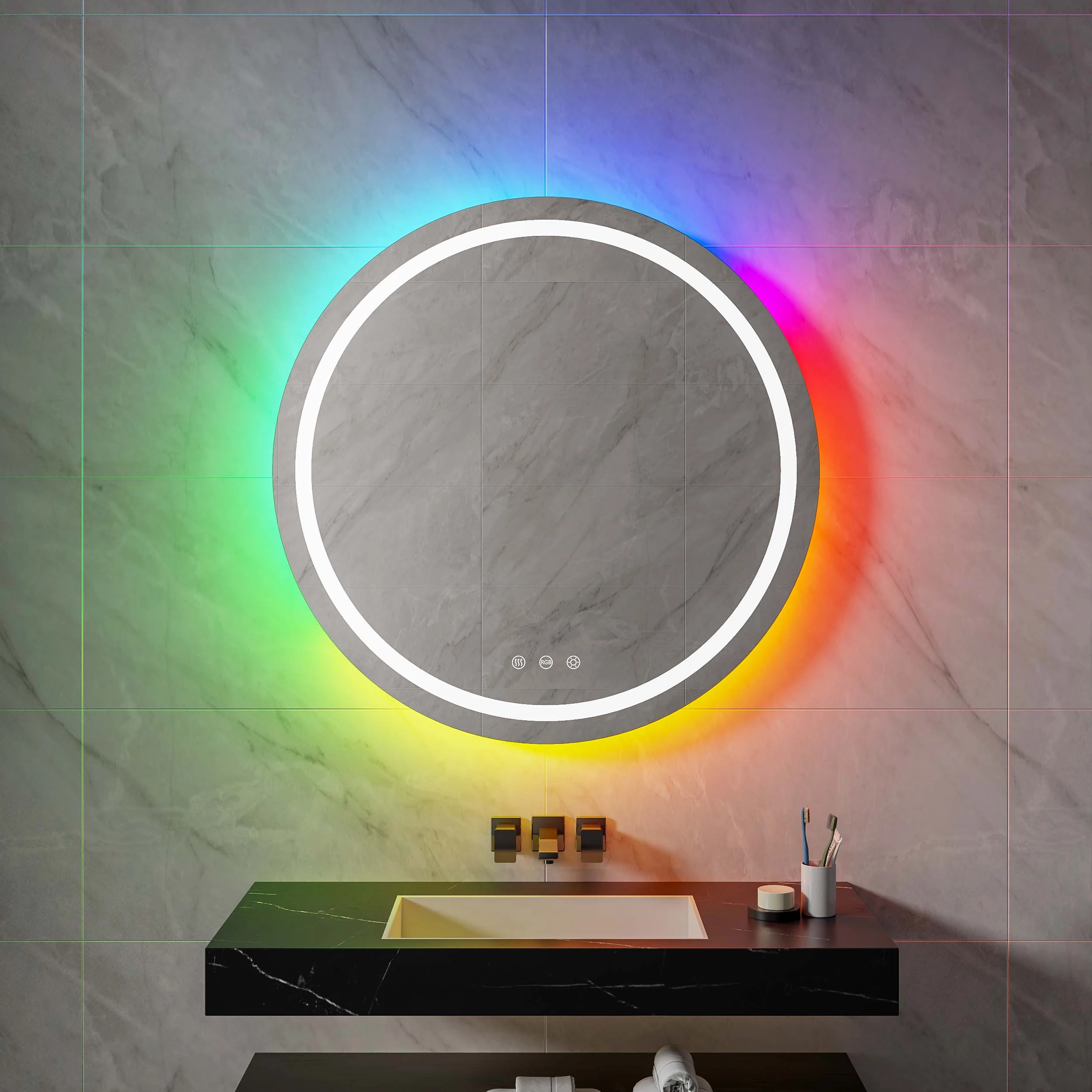 Miroir de salle de bain LED RGB