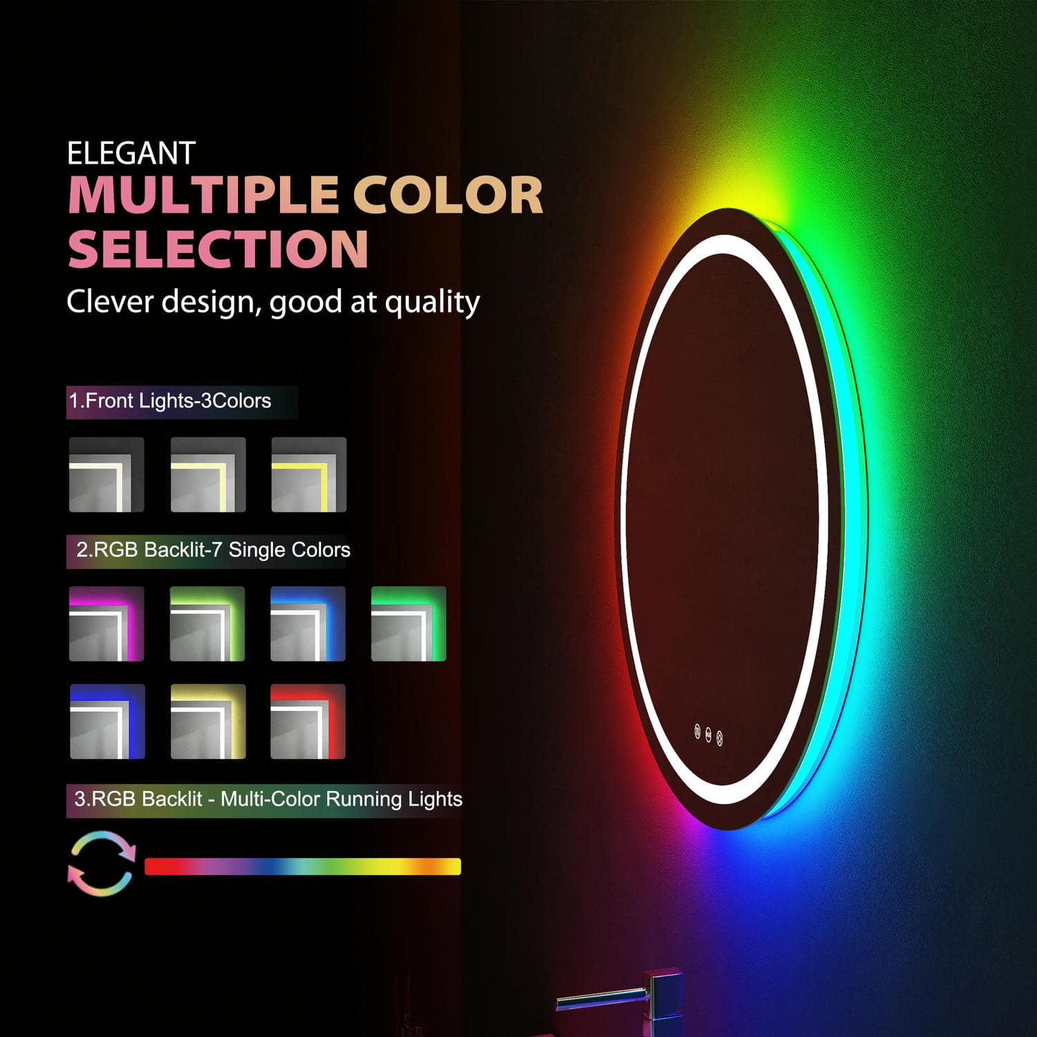 RGB LED Bathroom Mirror