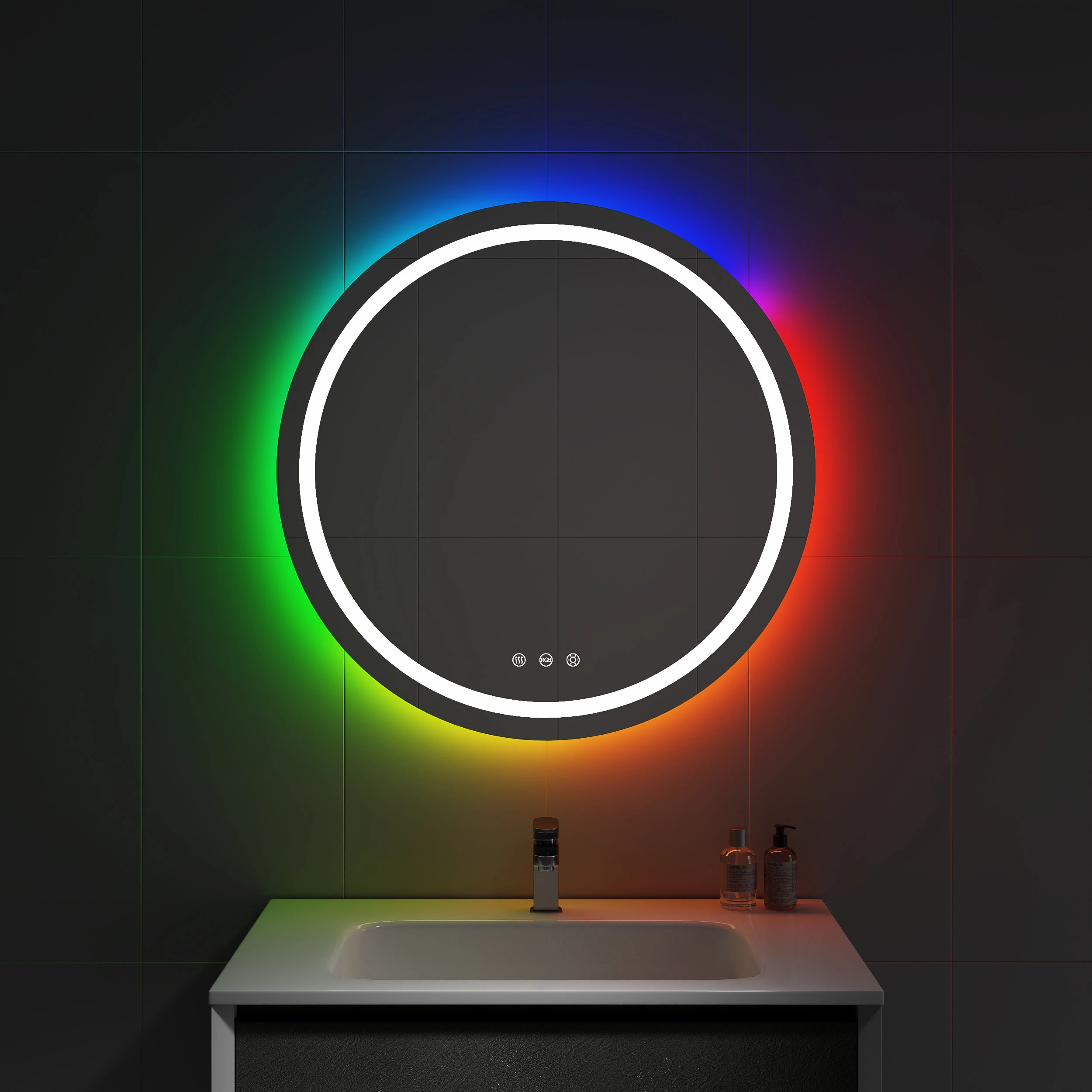 Miroir de salle de bain LED RGB