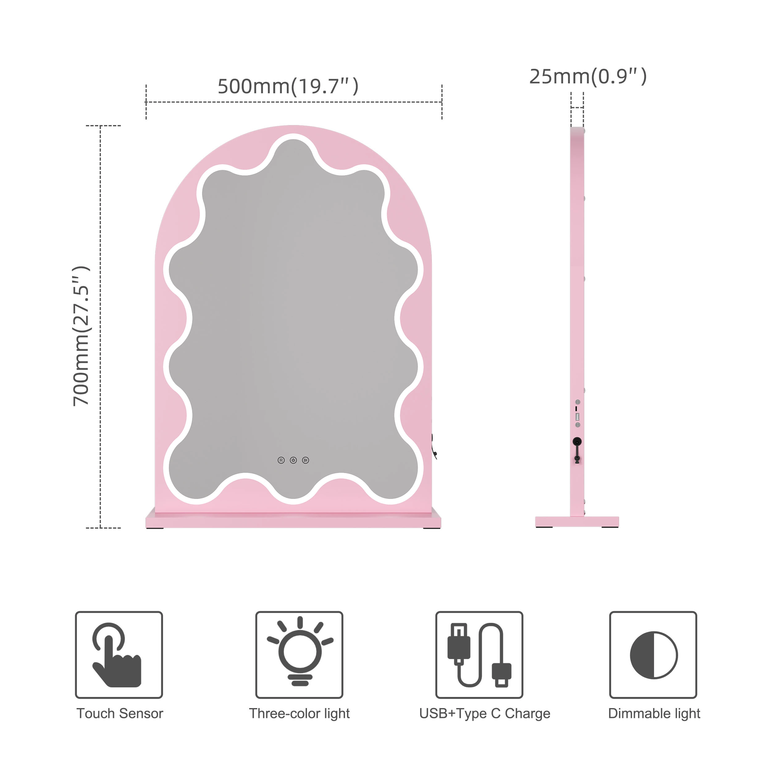 Gebogen kaptafelspiegel