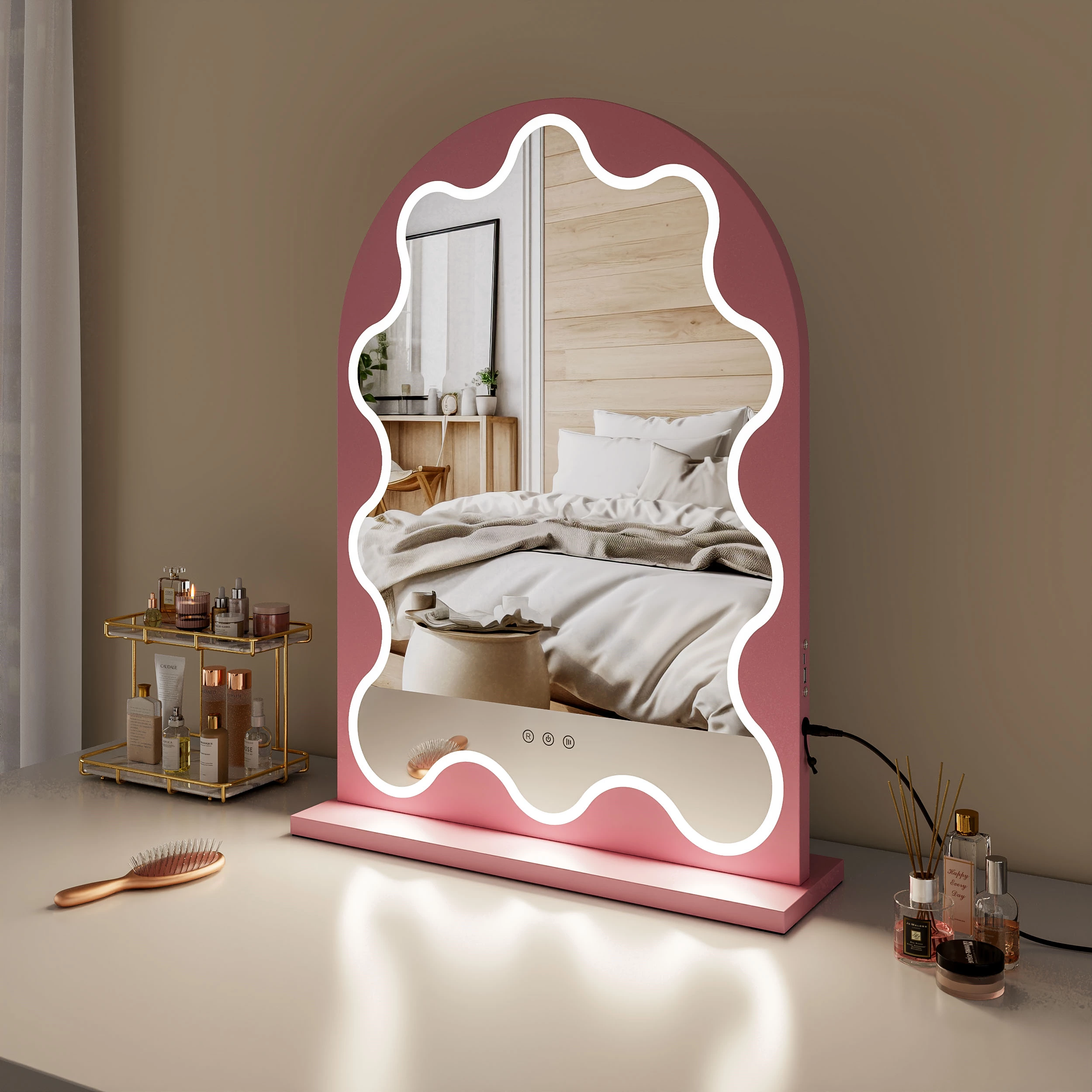 Gebogen LED-kaptafelspiegel