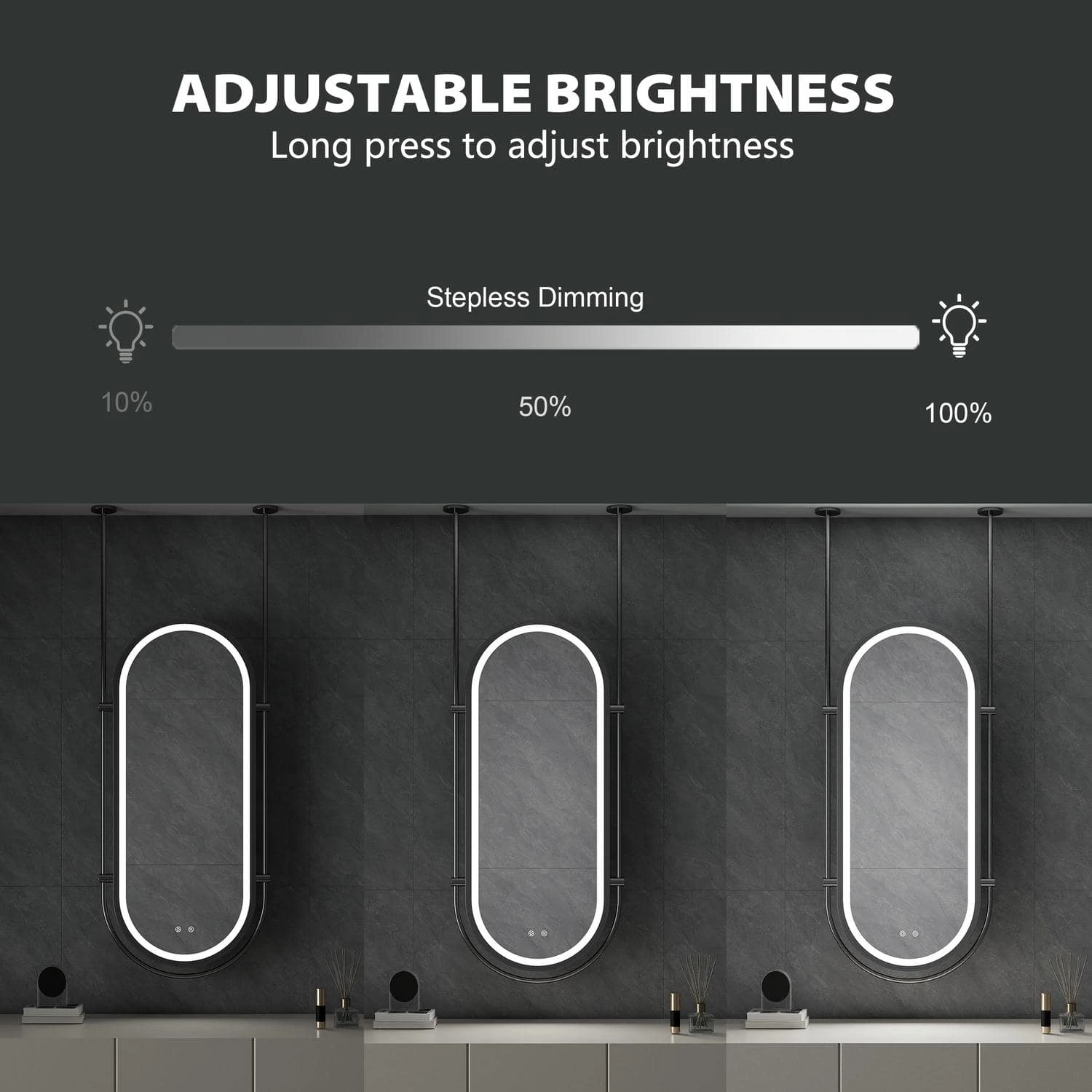 Oval Hanging LED Bathroom Mirror