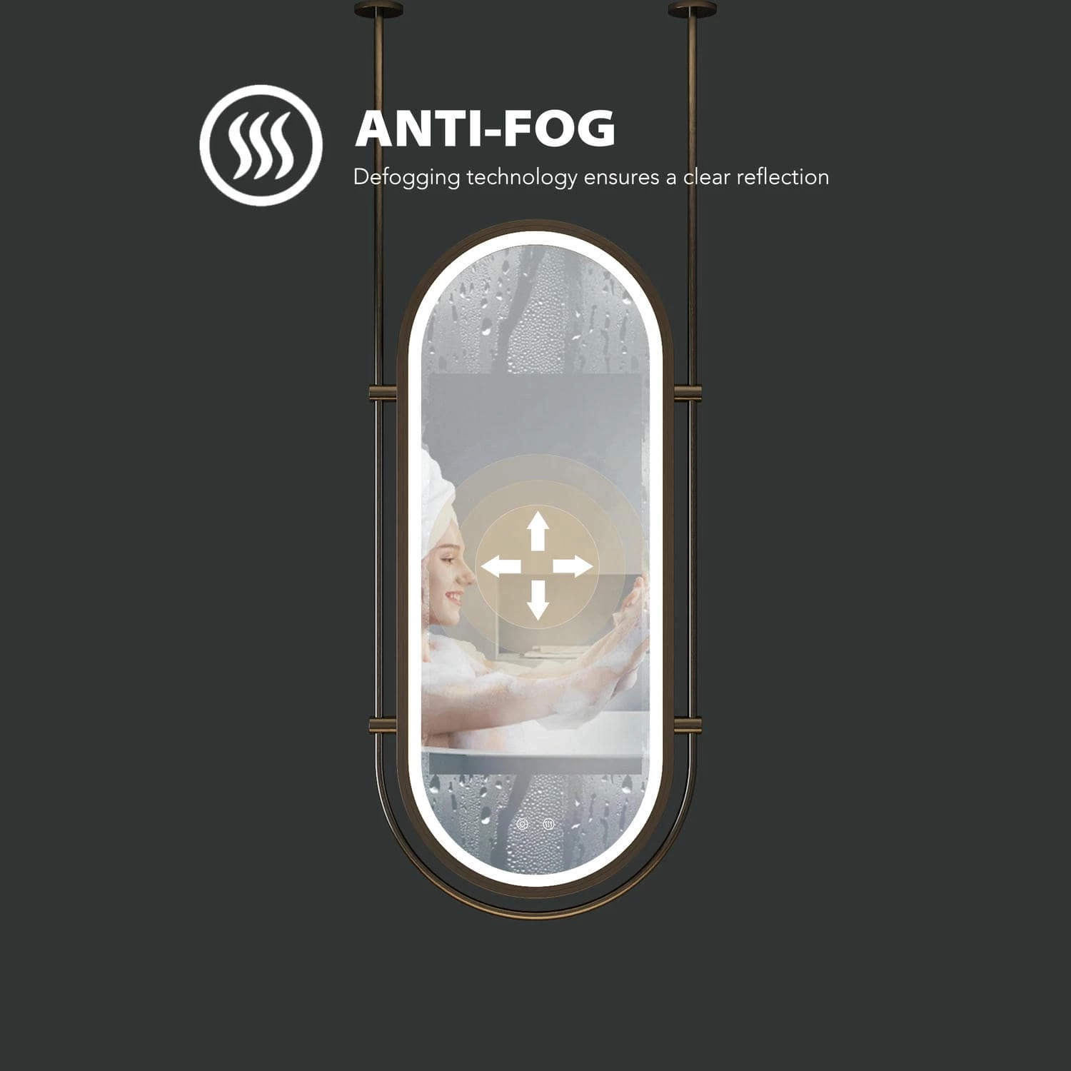 Oval Hanging LED Bathroom Mirror