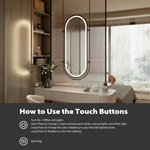 Miroir de salle de bain ovale suspendu à LED