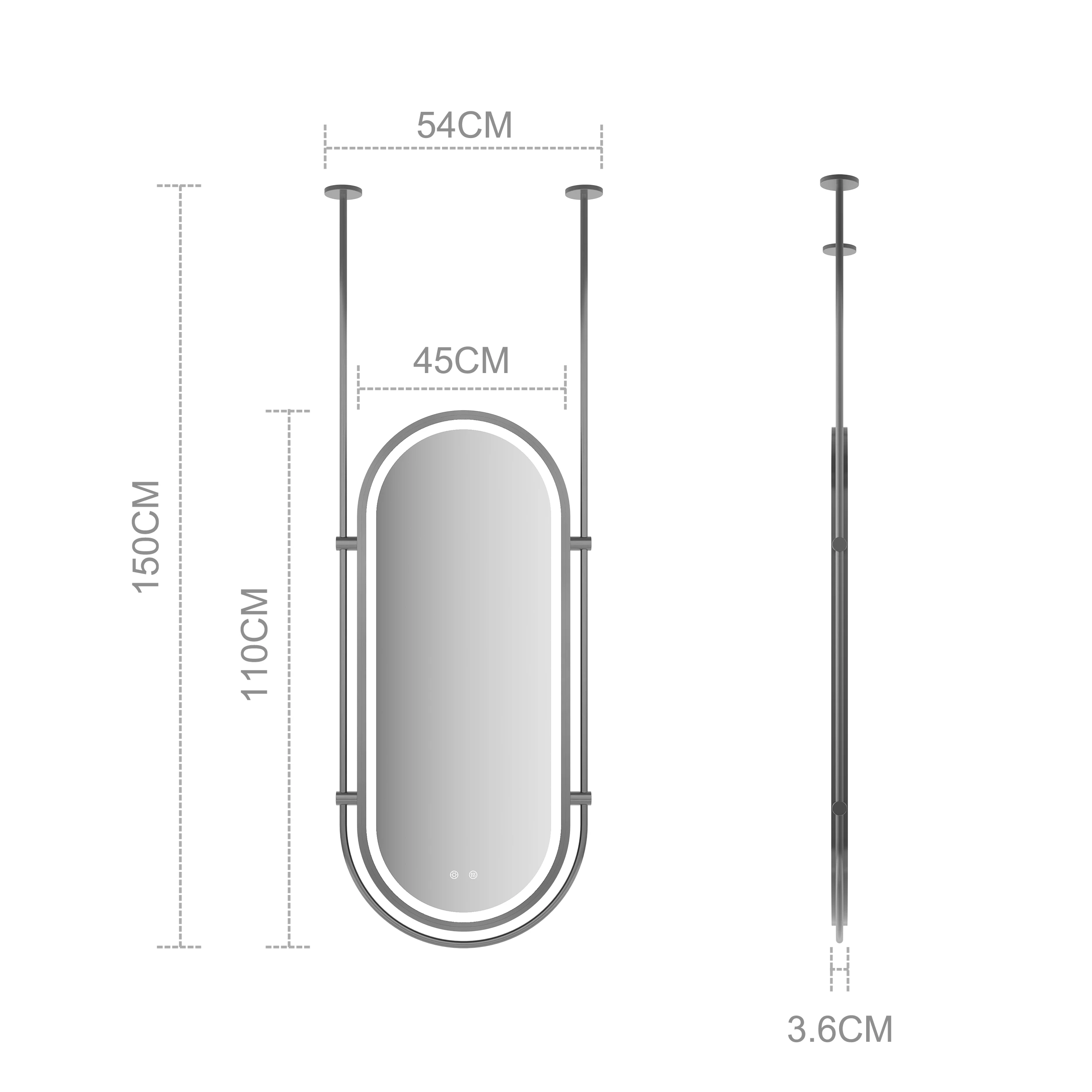 Oval Hanging LED Bathroom Mirror
