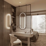 Miroir de salle de bain ovale suspendu à LED