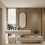 Miroir de salle de bain ovale suspendu à LED