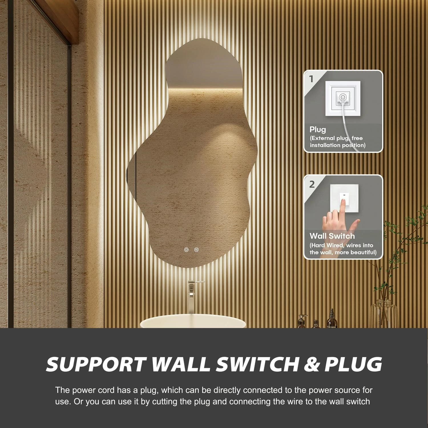 Onregelmatig gevormde badkamerspiegels