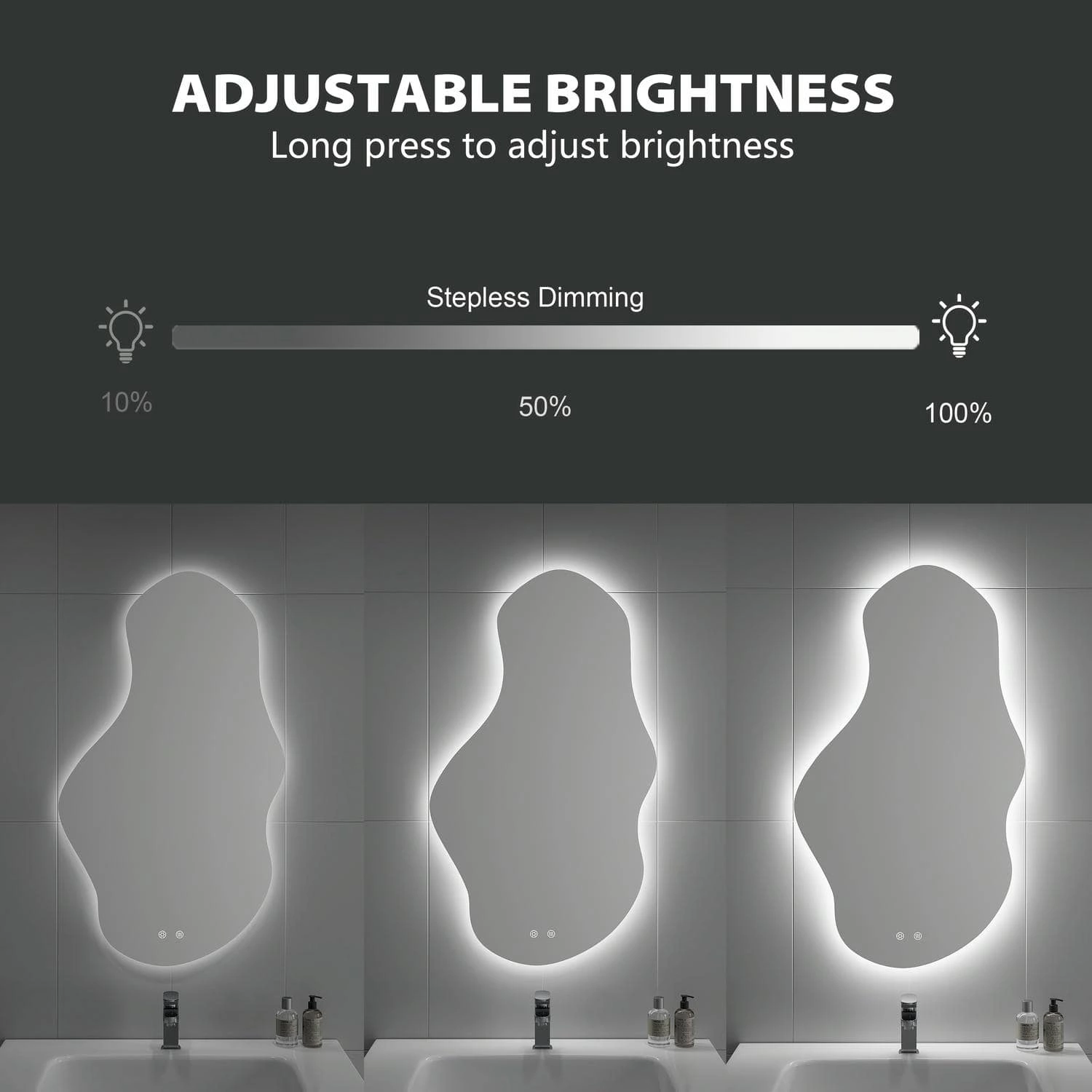 Onregelmatig gevormde badkamerspiegels