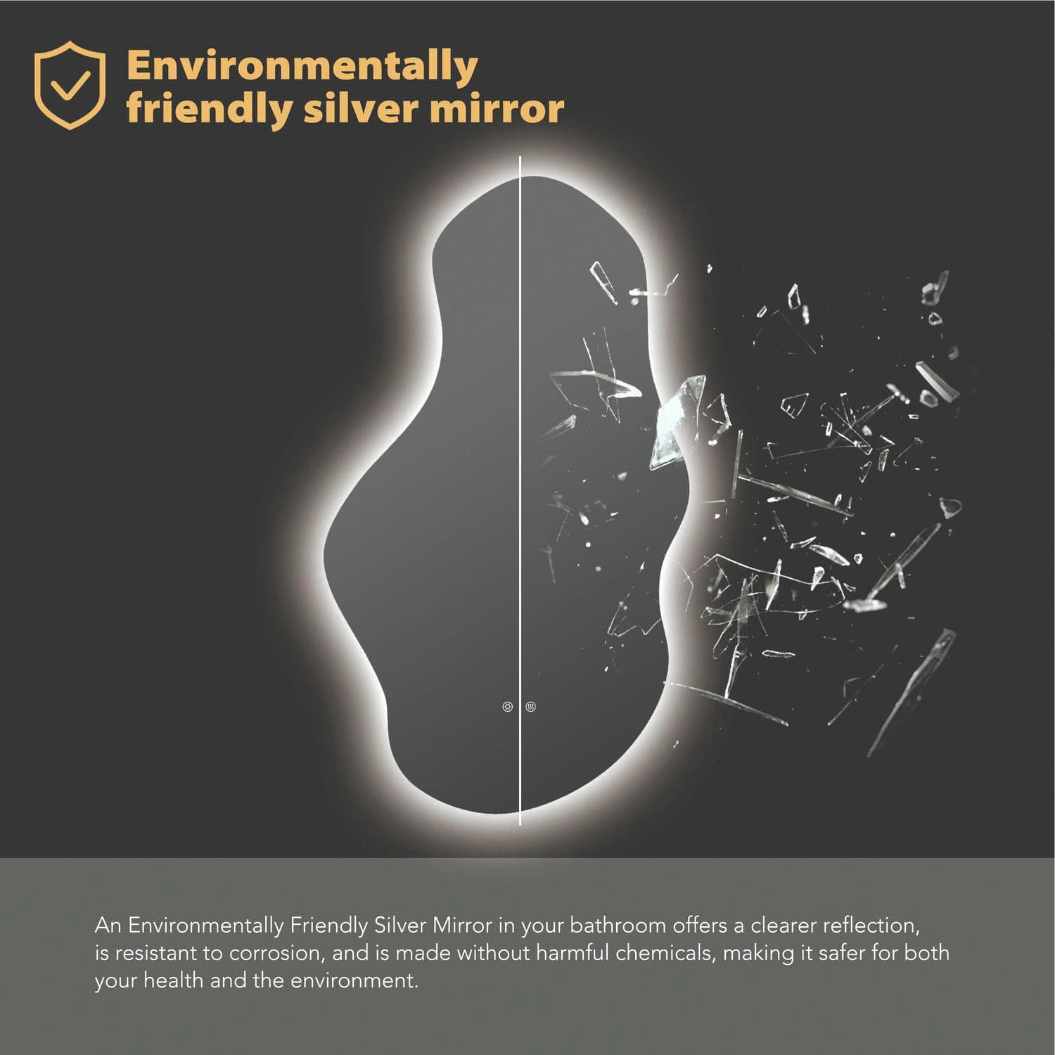 Onregelmatig gevormde badkamerspiegels