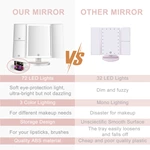 Miroir de coiffeuse à trois volets avec LED