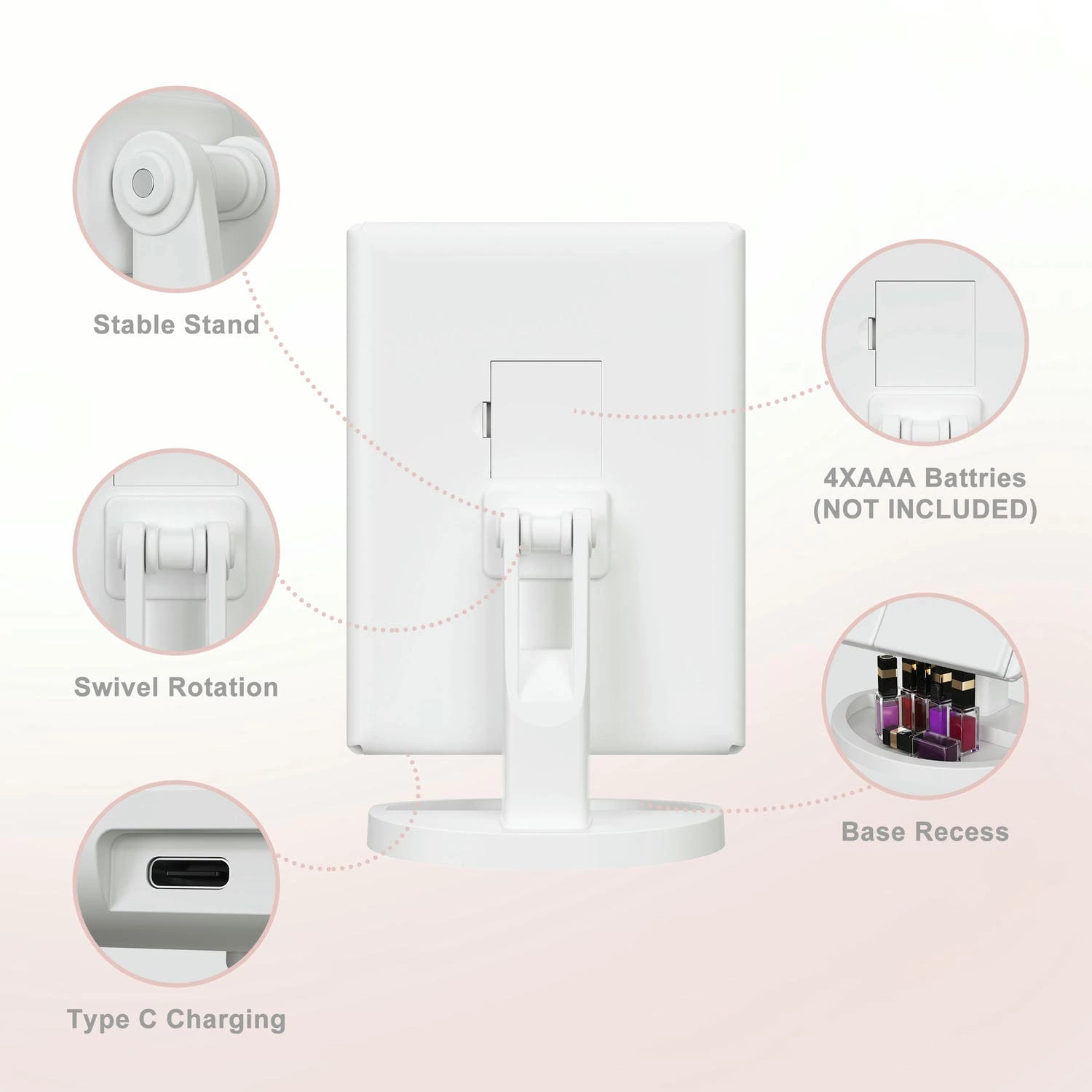 Led drievoudige kaptafelspiegel