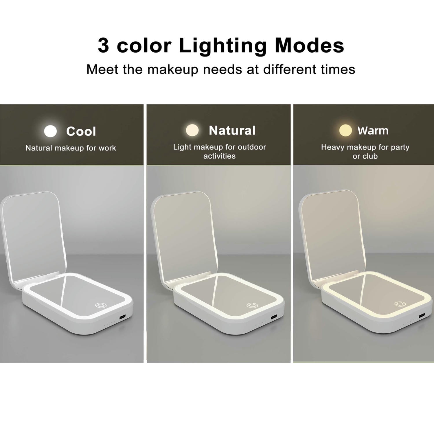 Power Bank LED Compact Mirror