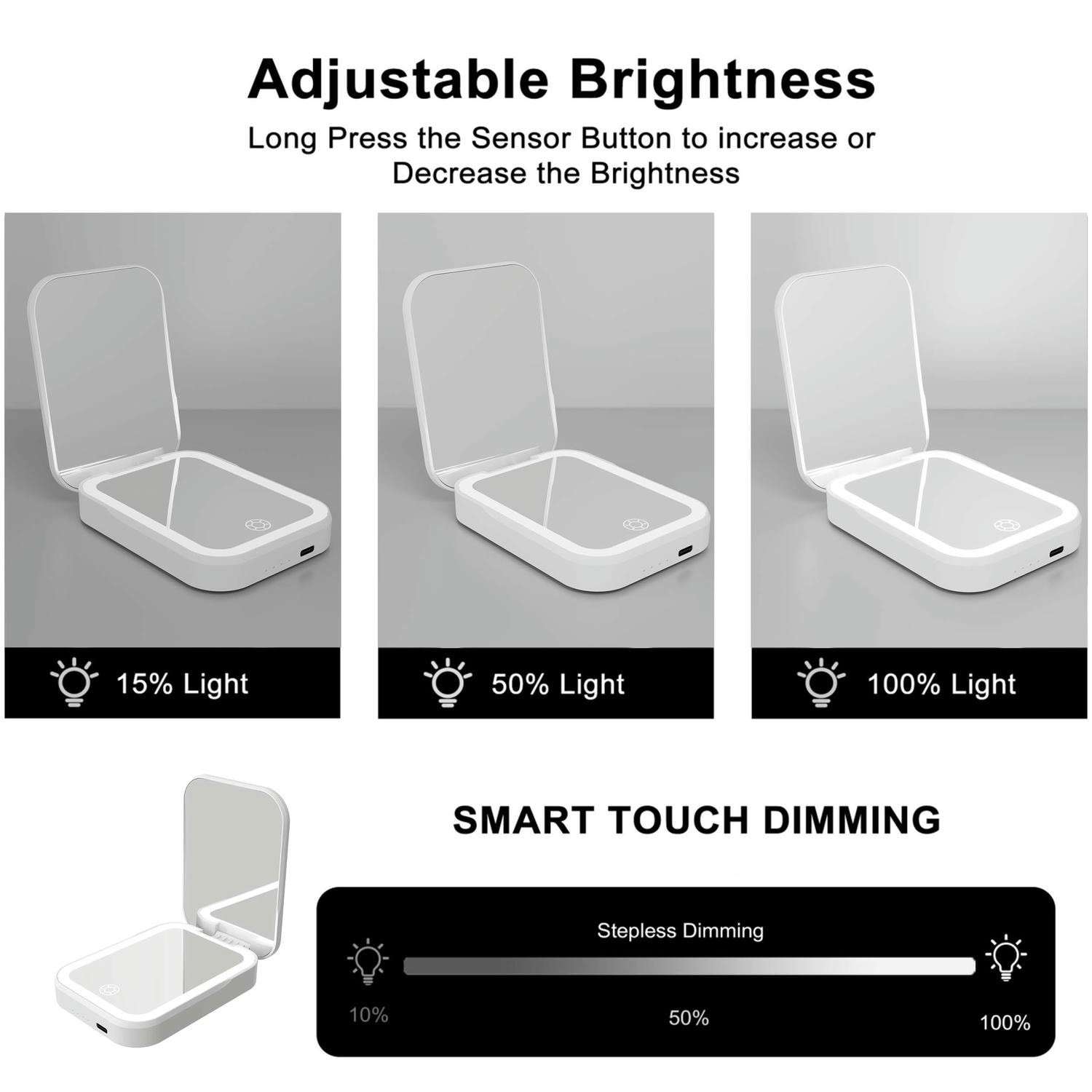 Power Bank LED Compact Mirror