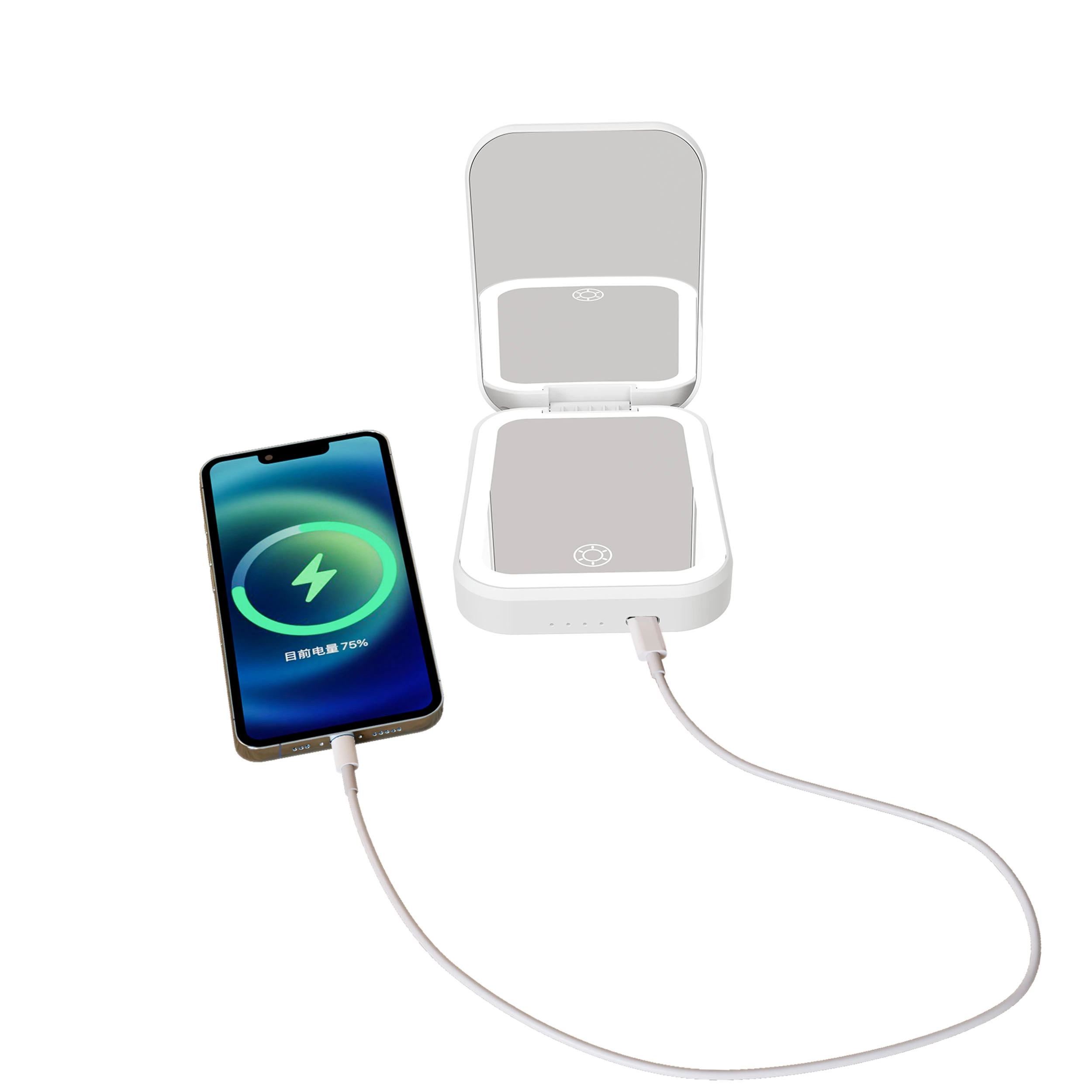 Miroir compact LED avec batterie externe
