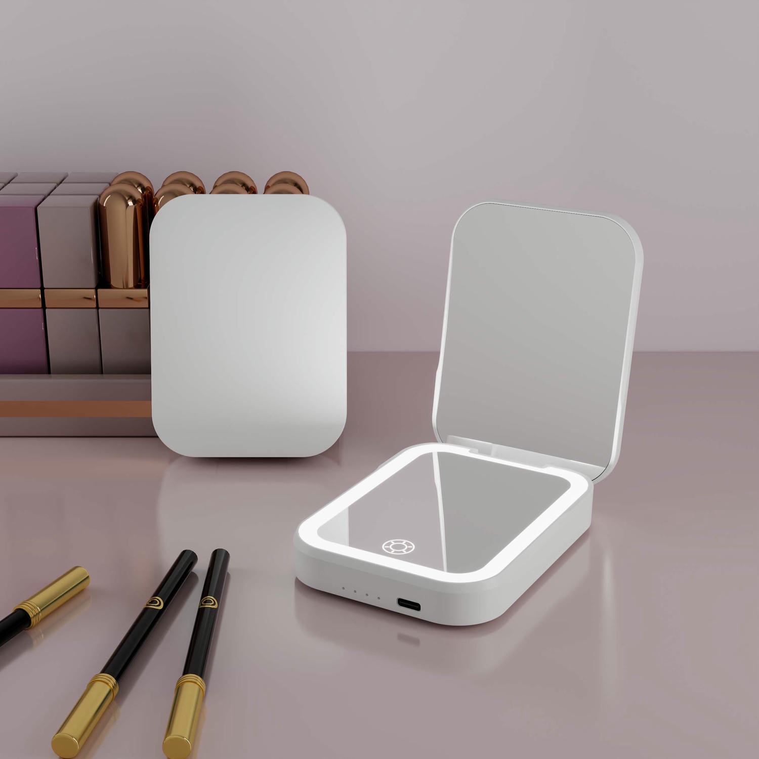Power Bank LED Compact Mirror