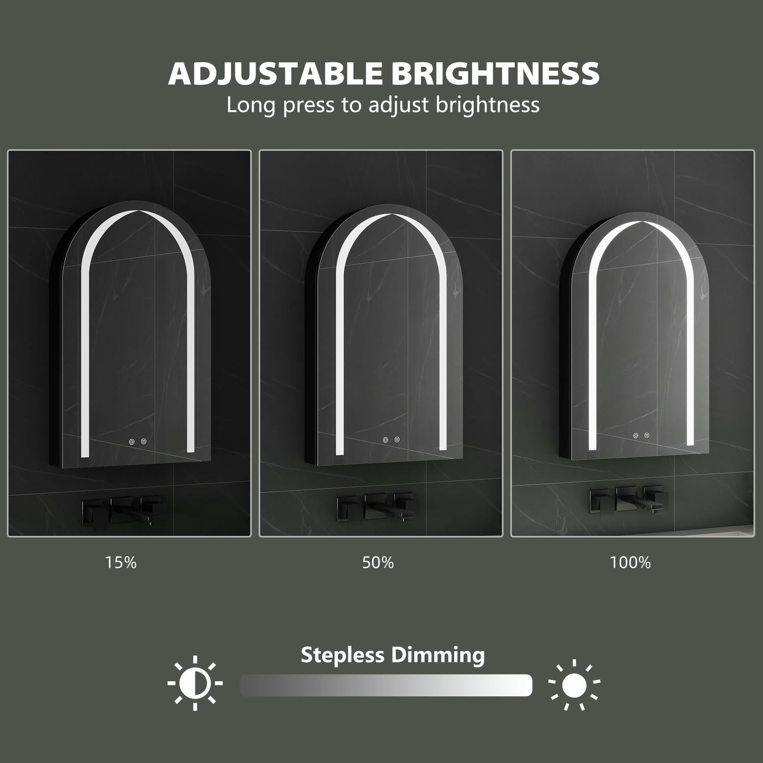 Arch LED Bathroom Mirror Cabinet