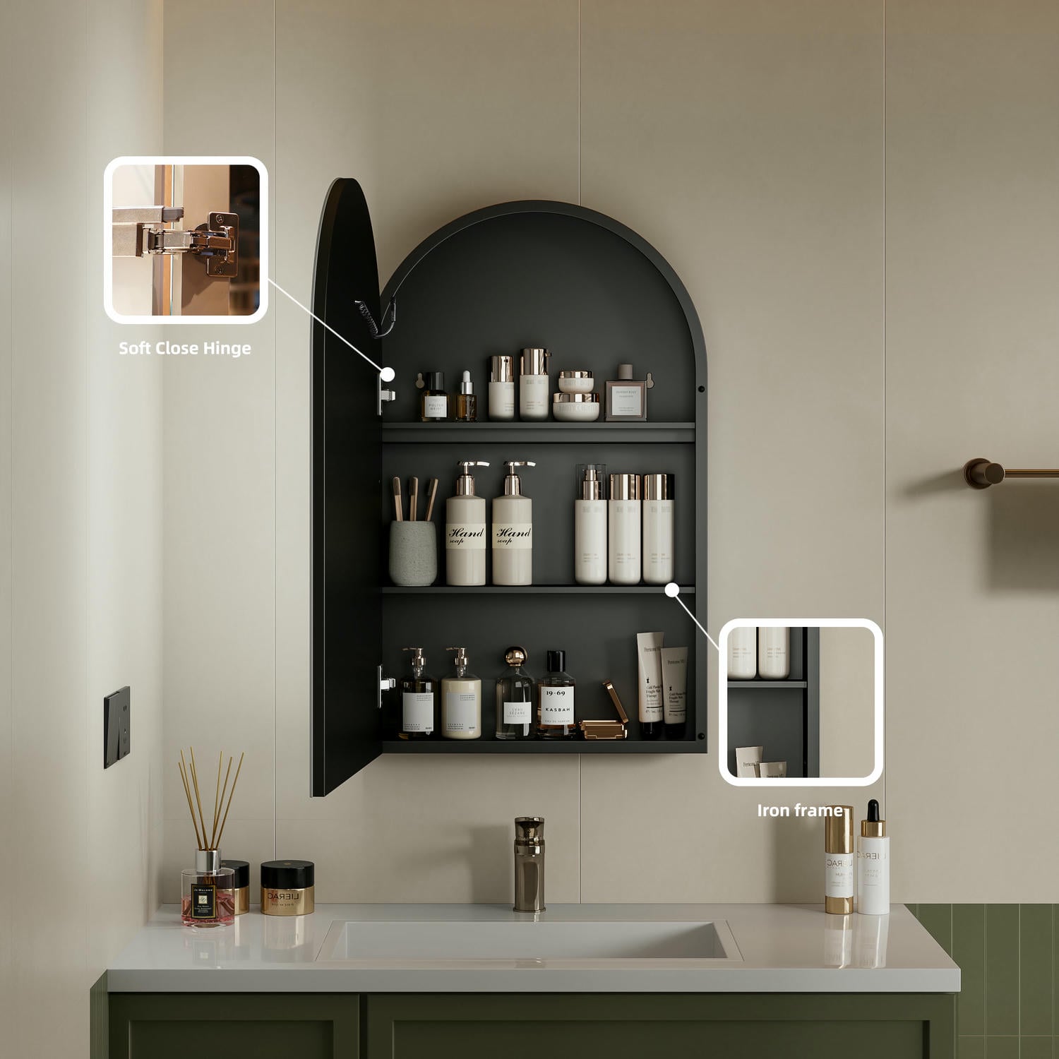 Arch LED Bathroom Mirror Cabinet