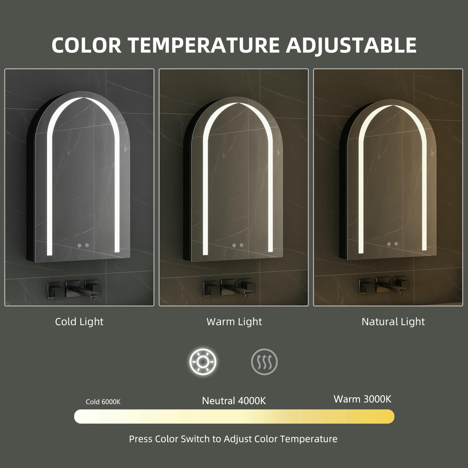 Arch LED Bathroom Mirror Cabinet