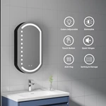 Armoire de salle de bain ovale avec miroir LED