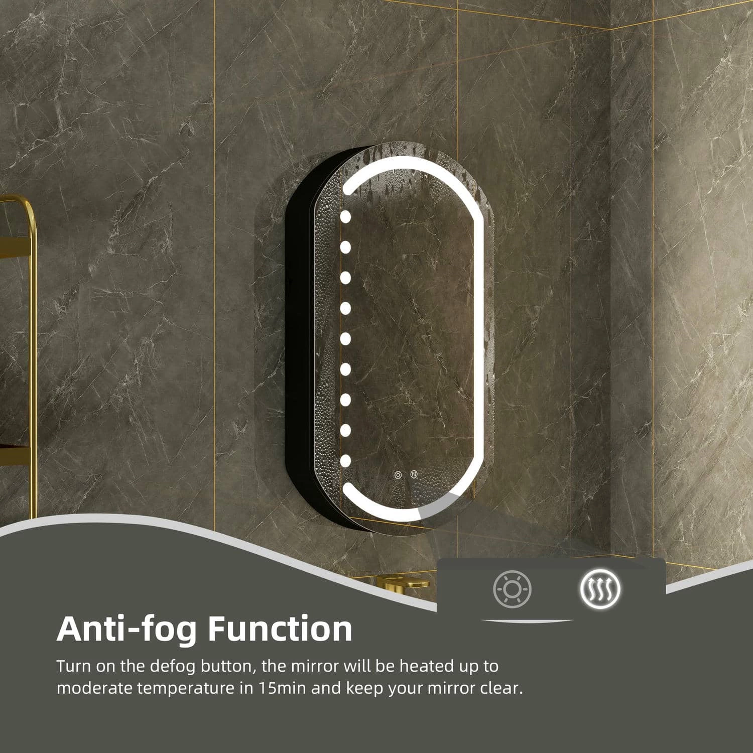 Ovale LED badkamerspiegelkast