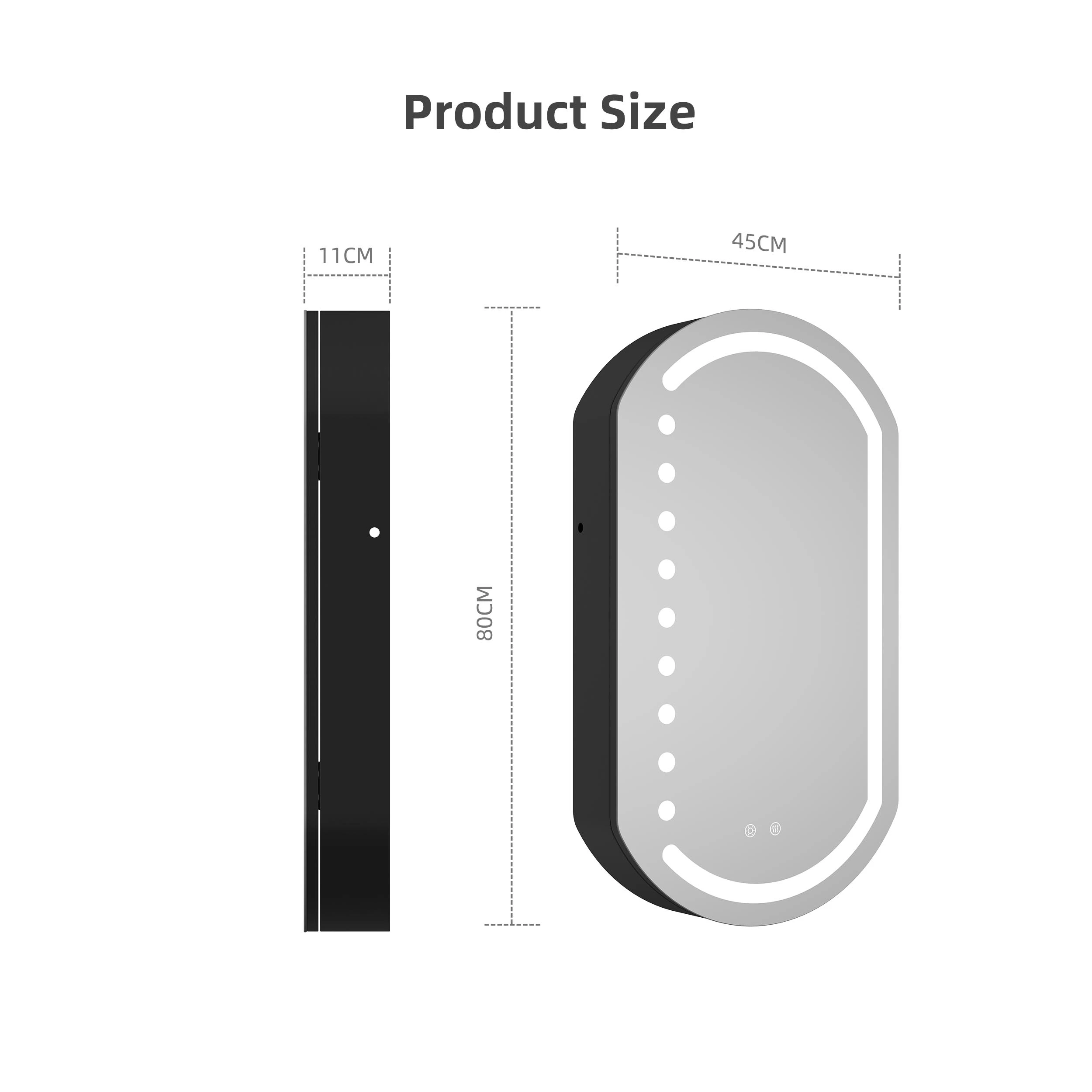 Ovale LED badkamerspiegelkast