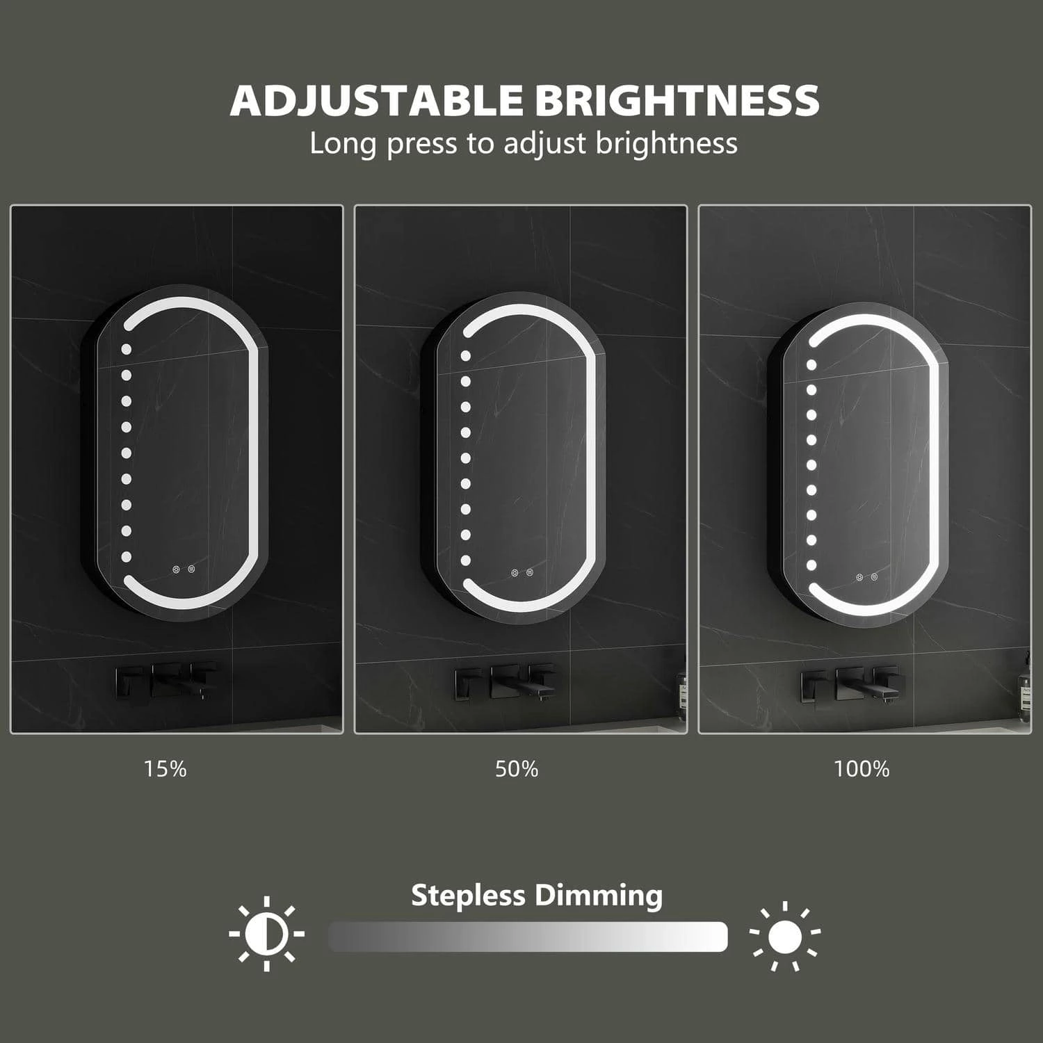 Ovale LED badkamerspiegelkast