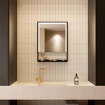 Miroir de salle de bain avec étagère
