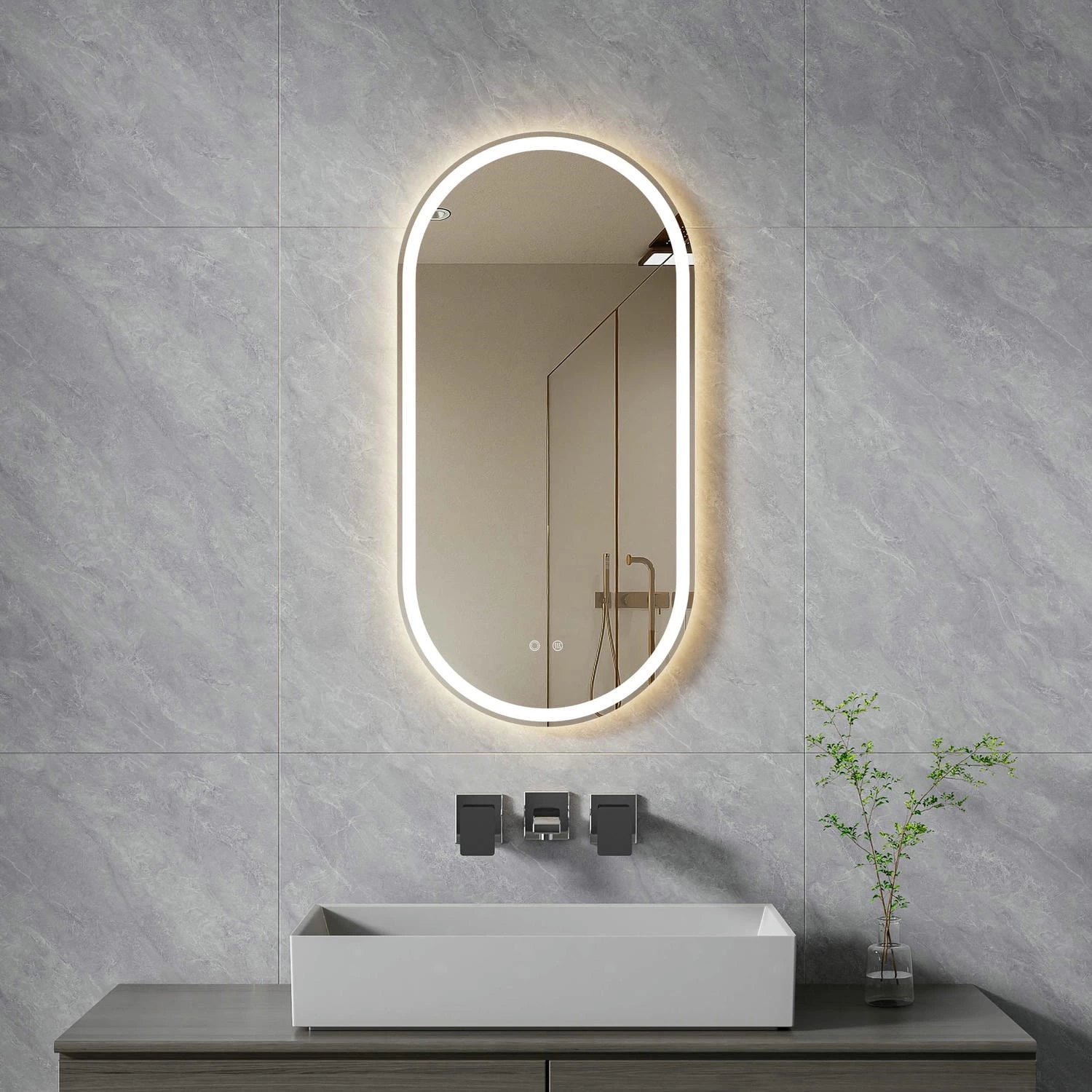 Miroir de salle de bain ovale à LED