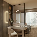 Miroir de salle de bain ovale suspendu à LED