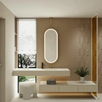 Miroir de salle de bain ovale suspendu à LED