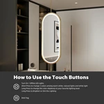 Miroir de salle de bain ovale suspendu à LED