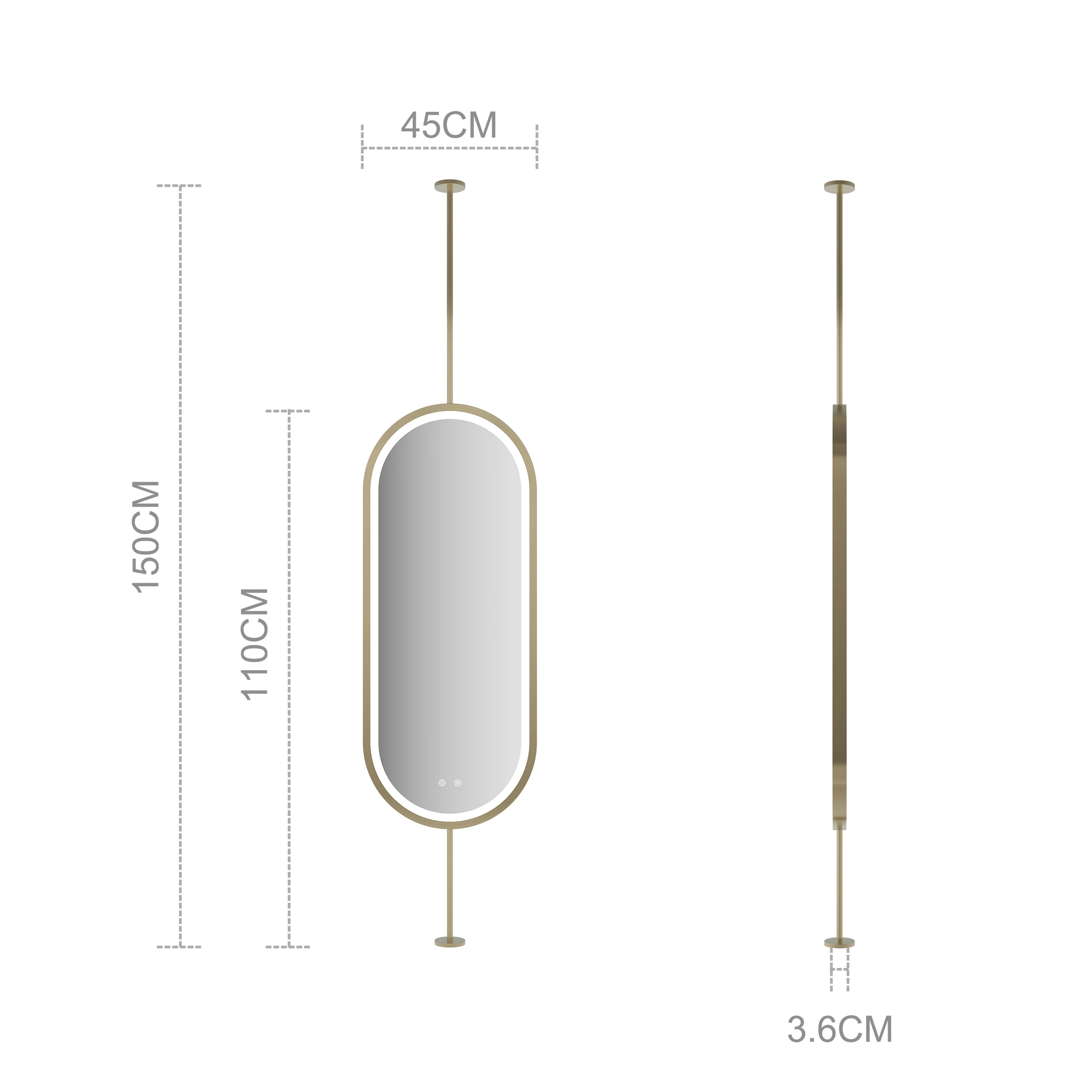 Ovale hangende LED-badkamerspiegel