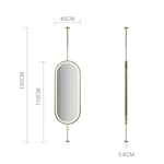Miroir de salle de bain ovale suspendu à LED