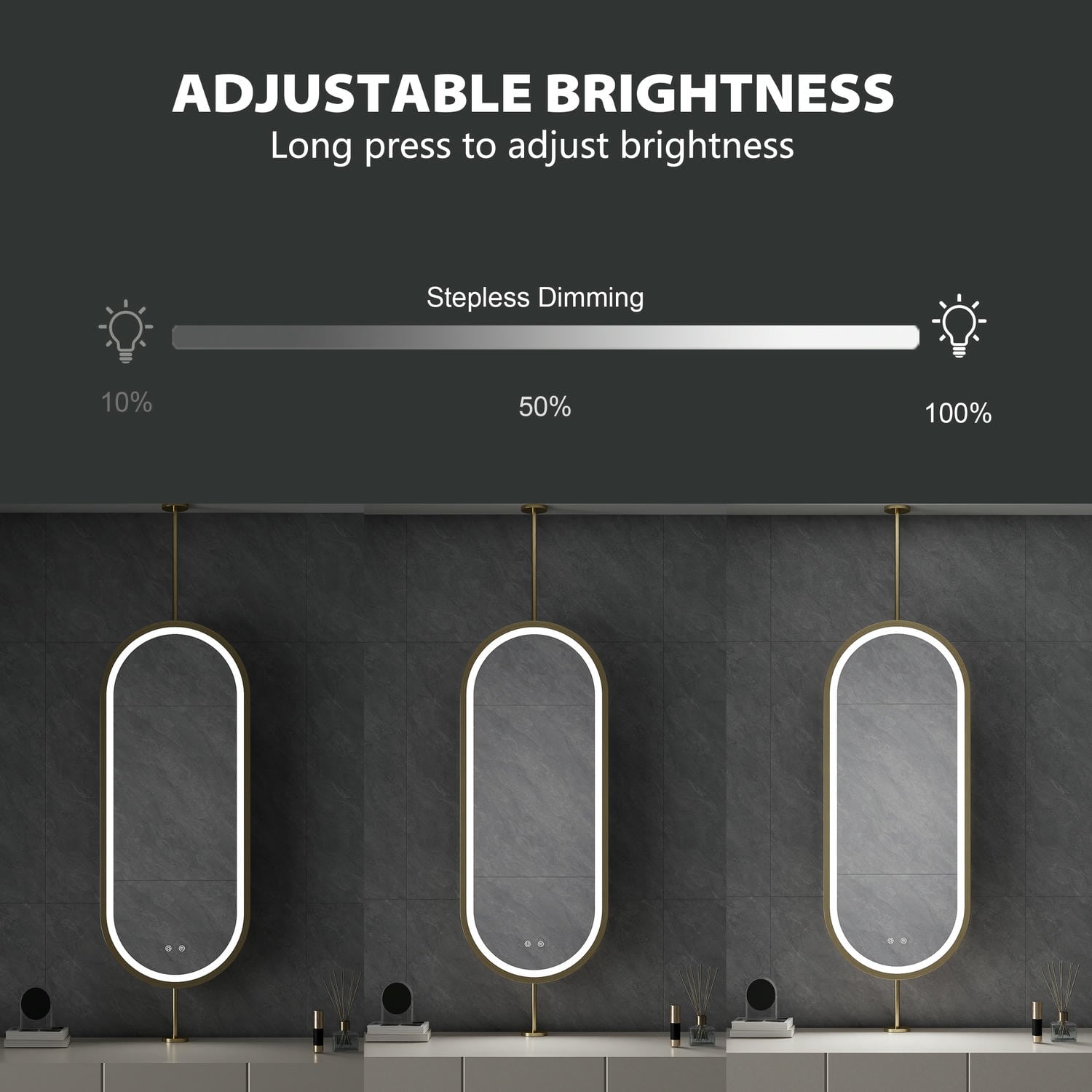 Oval Hanging LED Bathroom Mirror