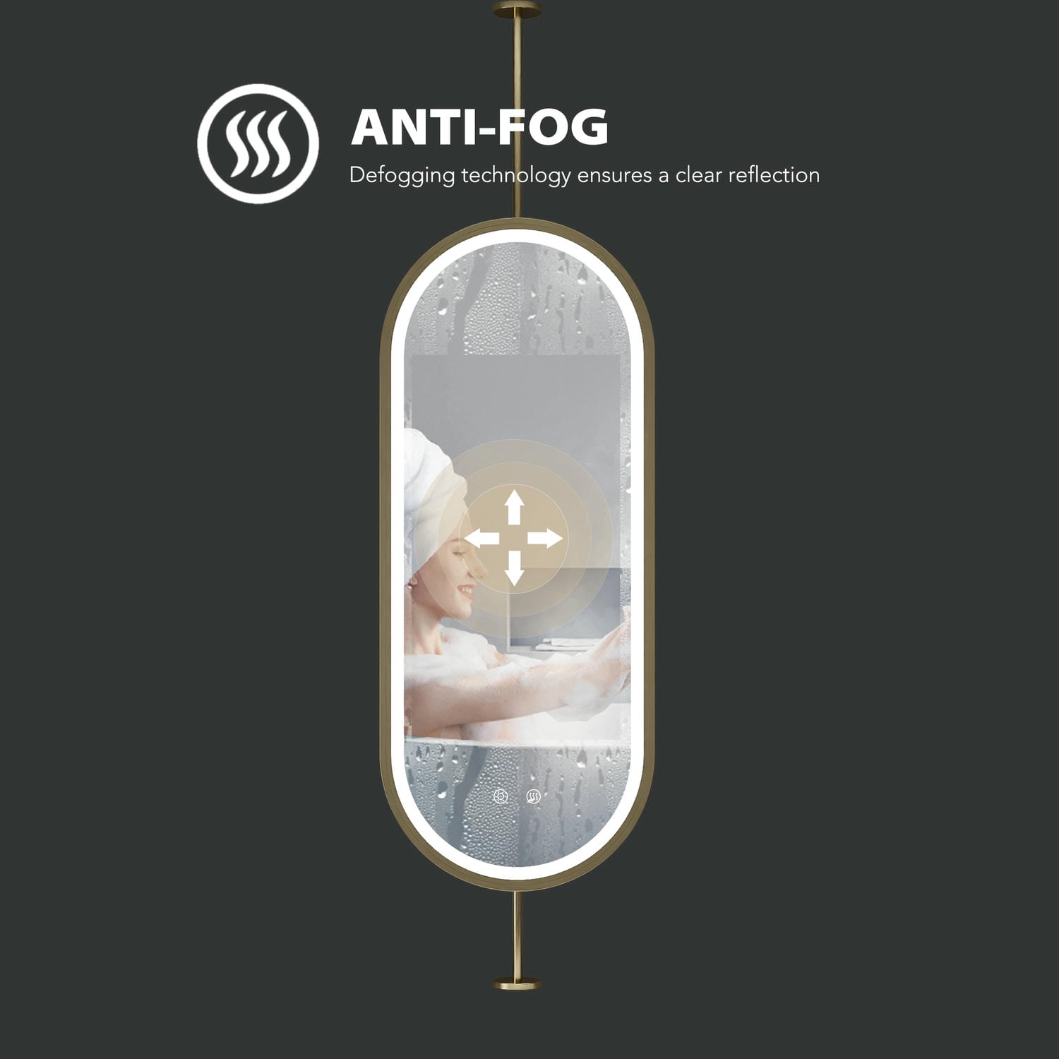 Oval Hanging LED Bathroom Mirror