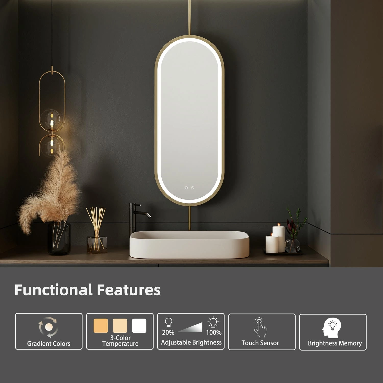 Ovale kaptafelspiegel