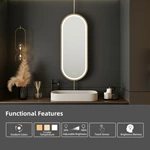 Miroir de salle de bain ovale suspendu à LED