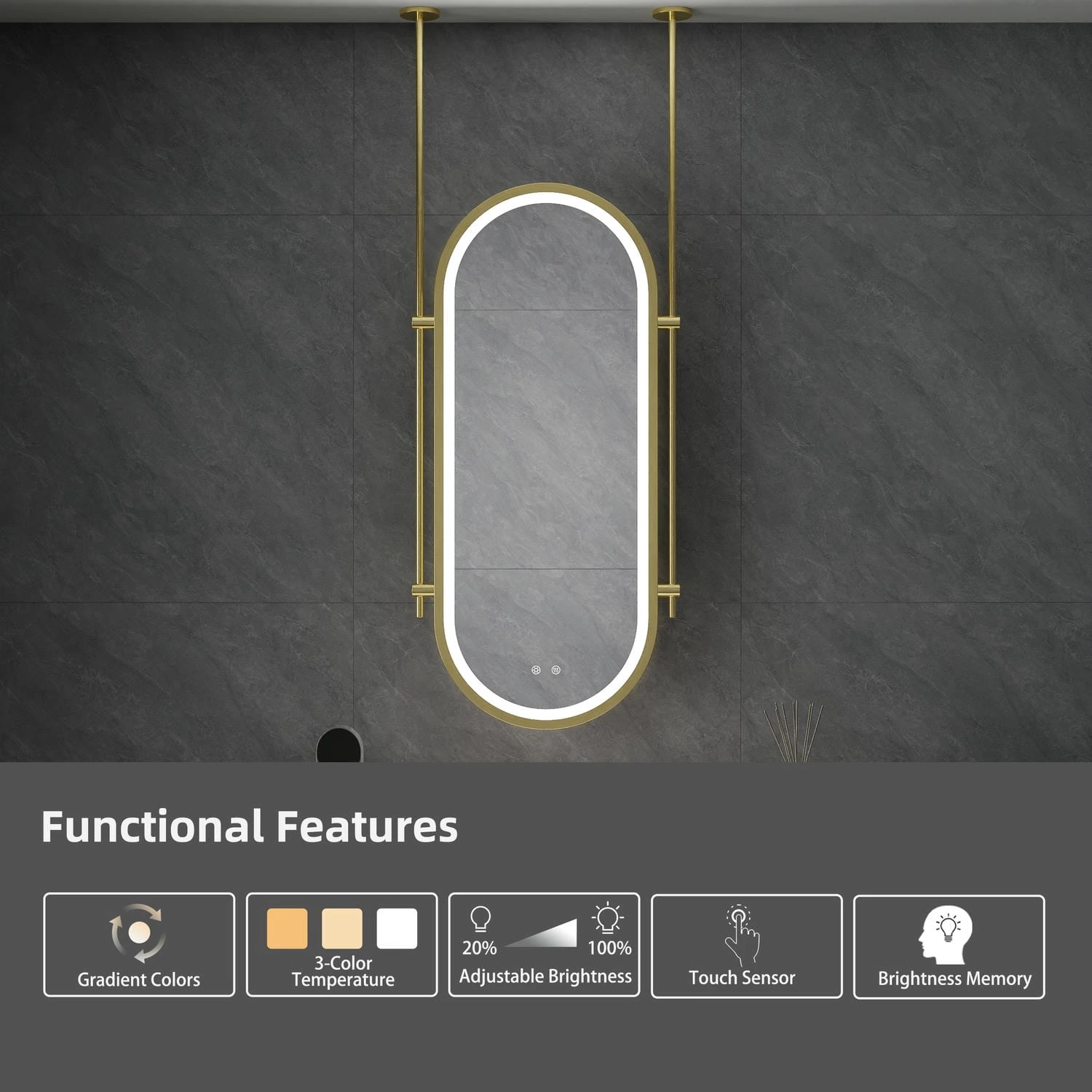 Hangende badkamerspiegel