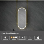 Miroir de salle de bain ovale suspendu à LED