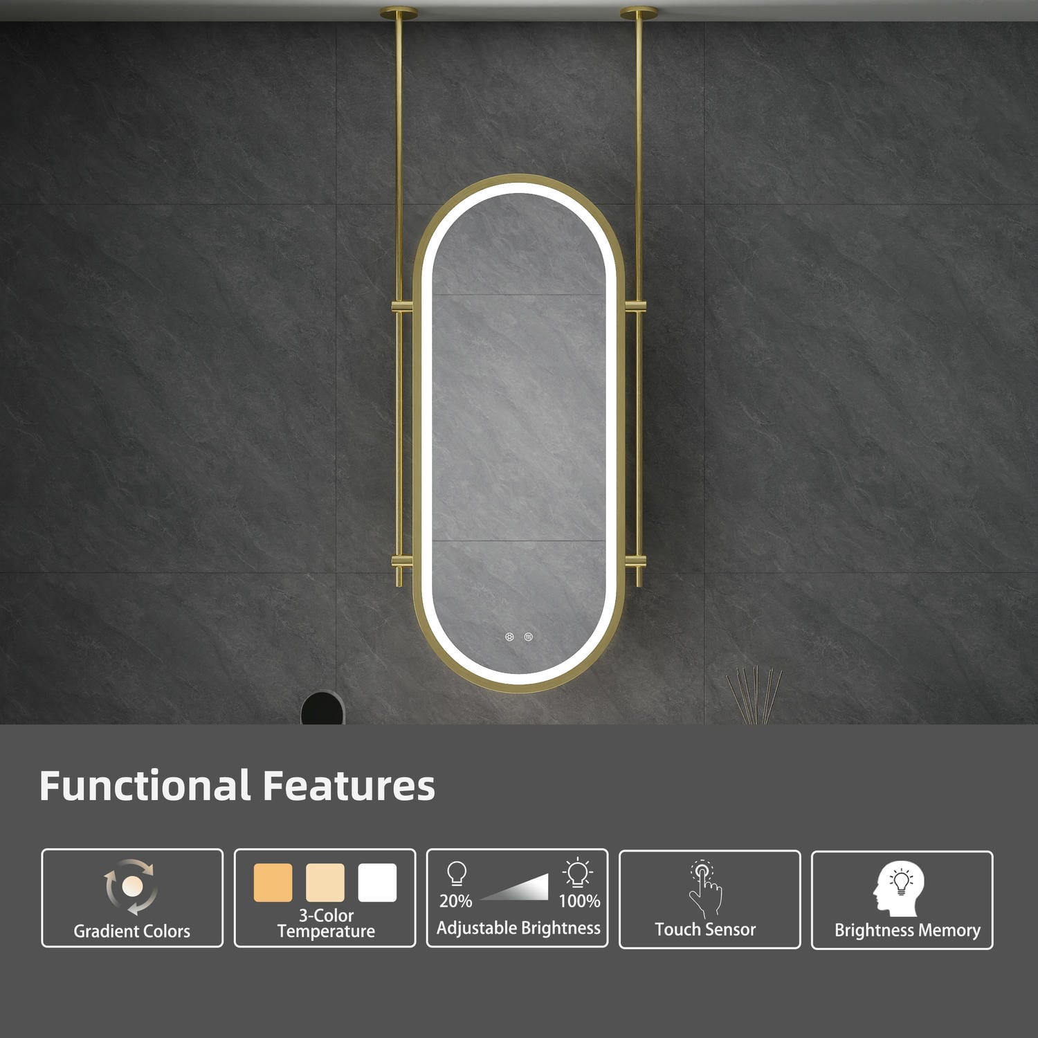 Oval Hanging LED Bathroom Mirror
