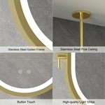 Miroir de salle de bain ovale suspendu à LED