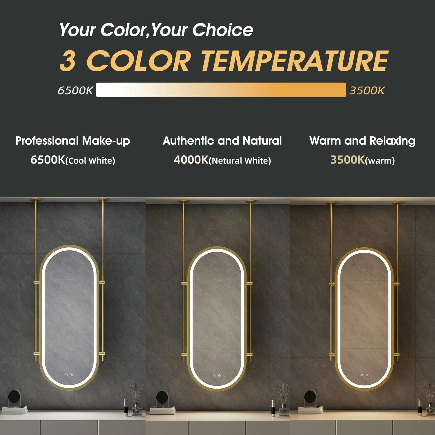 Ovale spiegel in de badkamer