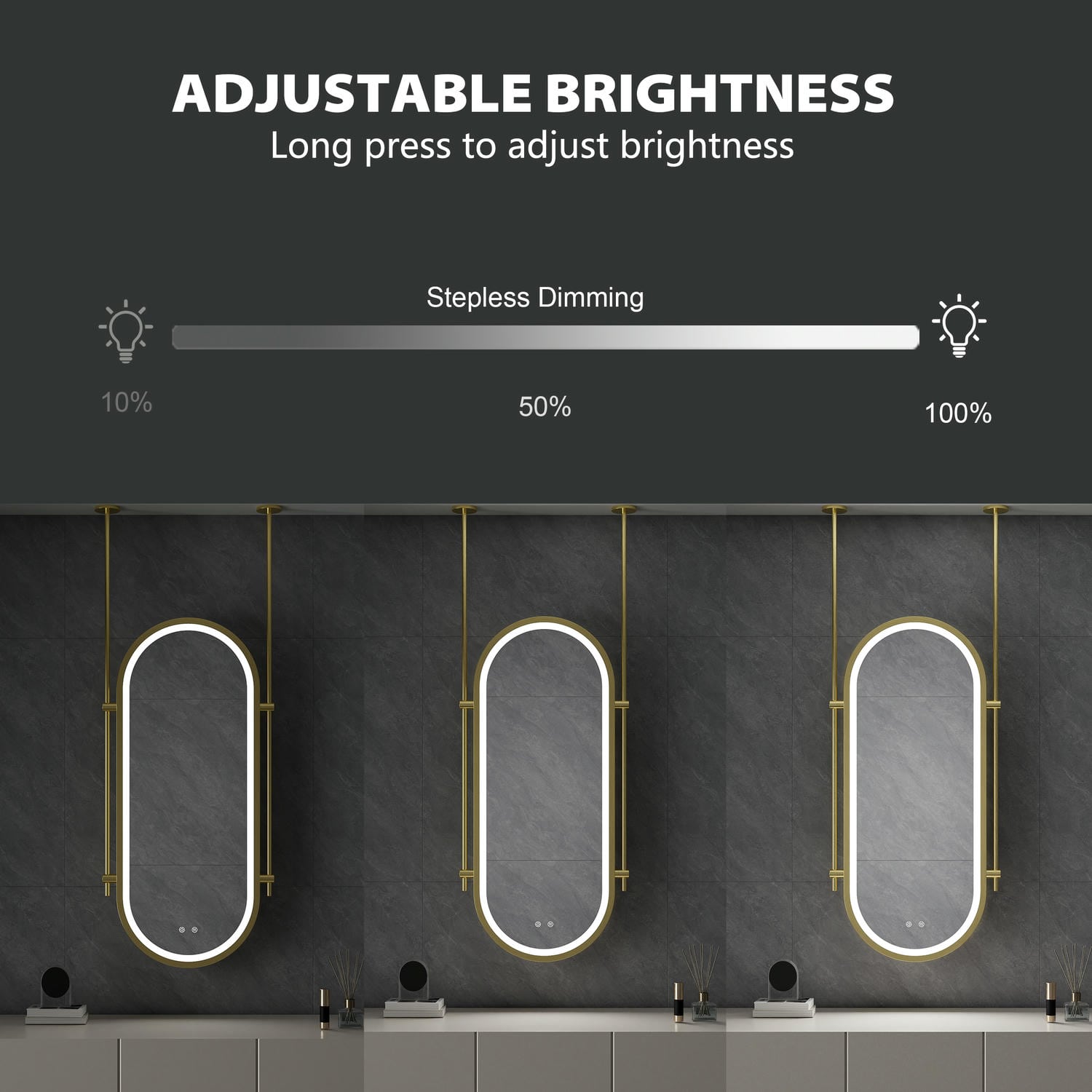 Oval Hanging LED Bathroom Mirror