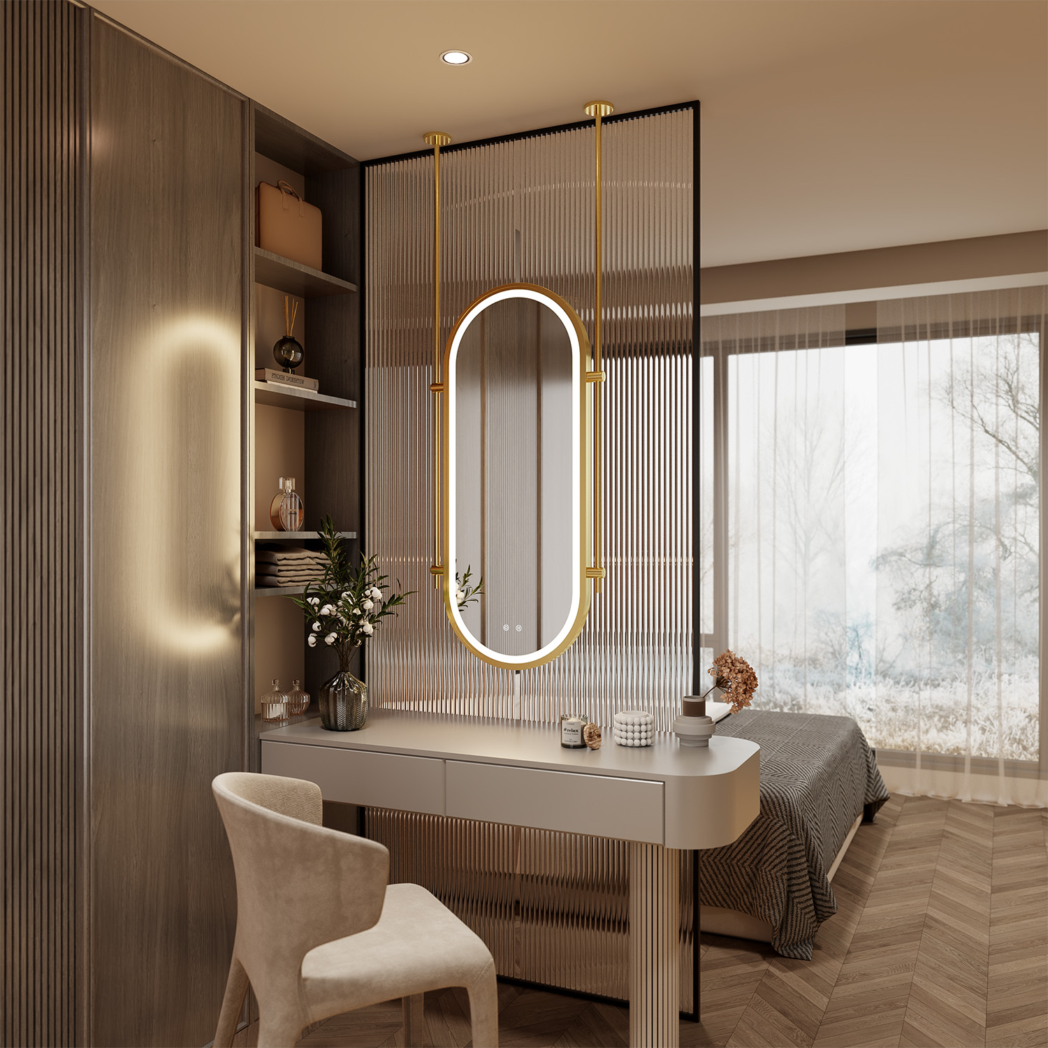 Oval Hanging LED Bathroom Mirror