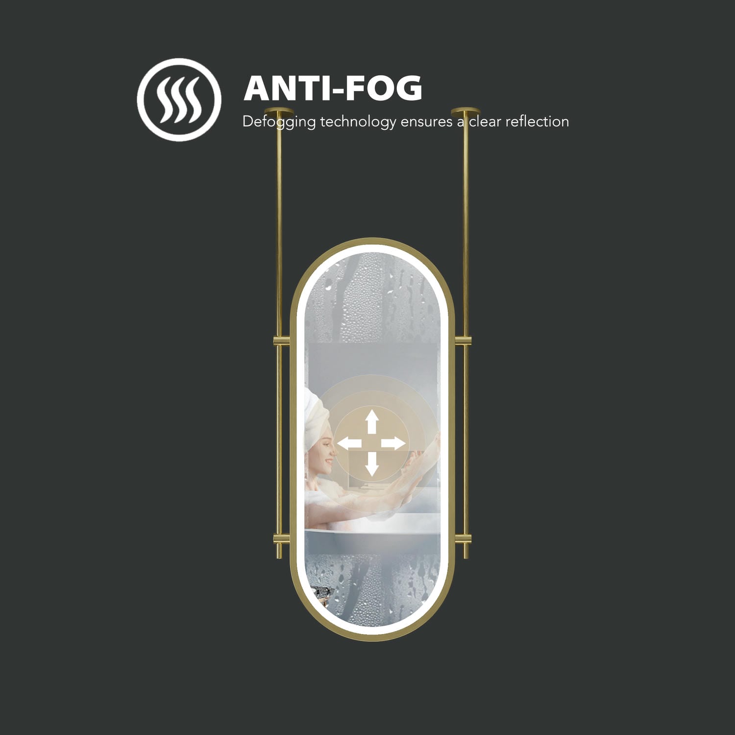 Oval Hanging LED Bathroom Mirror