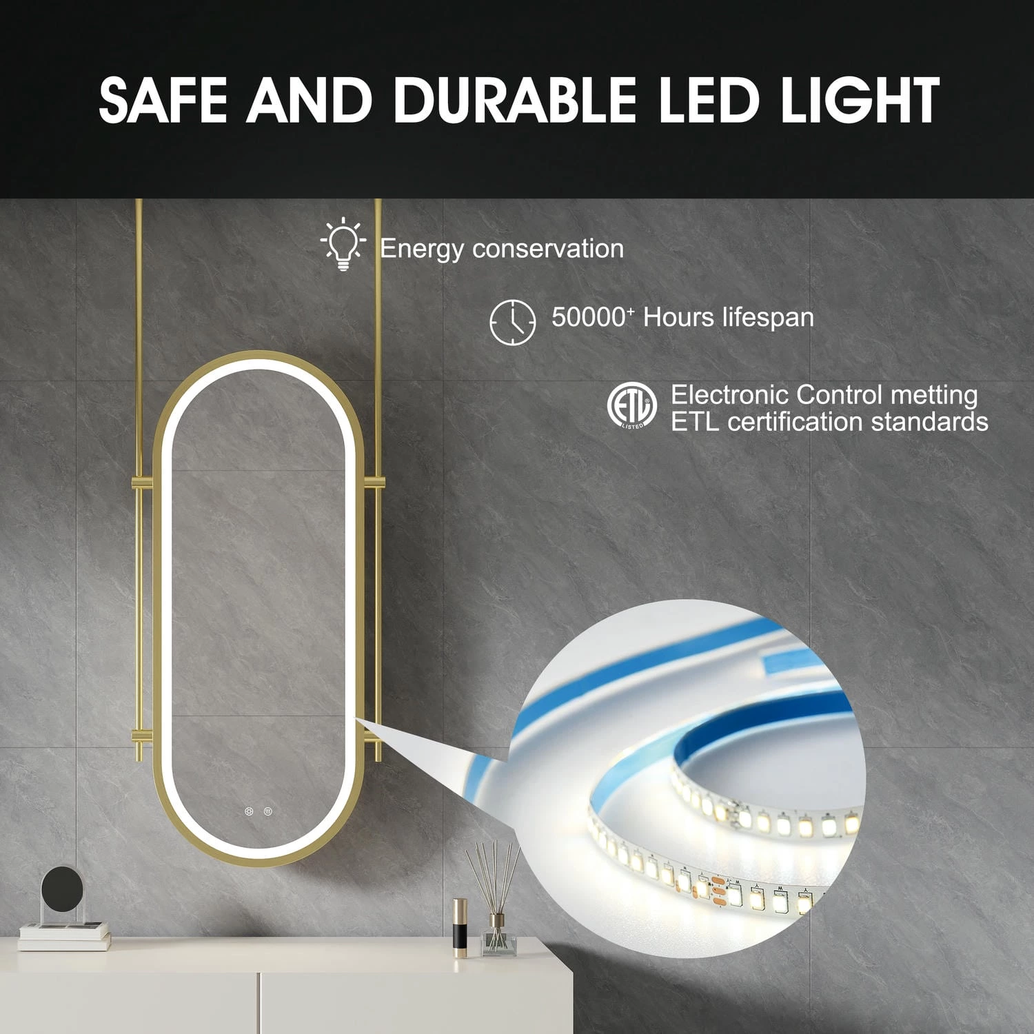 Ovale spiegel in de badkamer